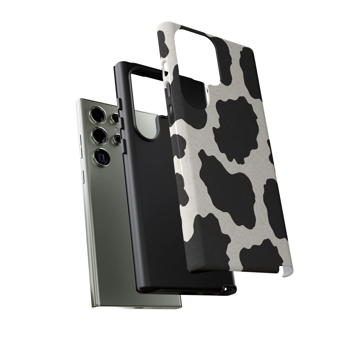 Black & White Cow Print Phone Case | Western Aesthetic iPhone & Samsung Tough Case
