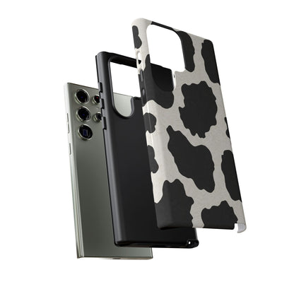 Black & White Cow Print Phone Case | Western Aesthetic iPhone & Samsung Tough Case