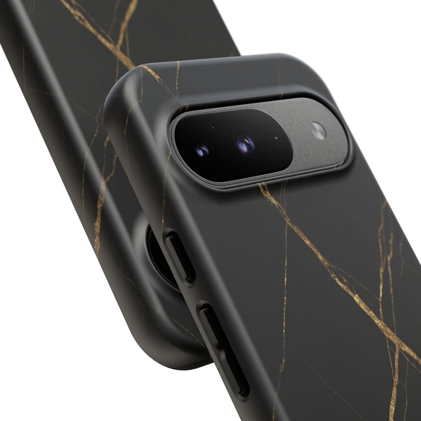 Black Marble Phone Case with Gold Veins – Luxury Minimal Aesthetic Tough Case