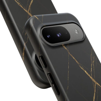 Black Marble Phone Case with Gold Veins – Luxury Minimal Aesthetic Tough Case