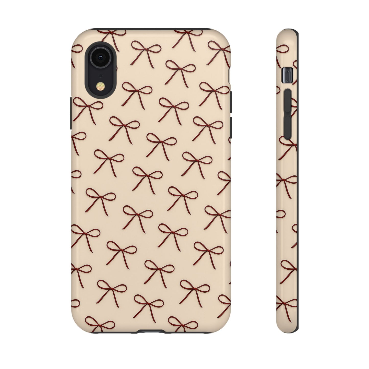 Coquette Bow Phone Case | Neutral Beige Aesthetic iPhone & Samsung Tough Case