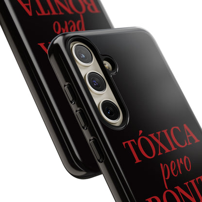 Toxica Pero Bonita Phone Case, Latina Quote Case, Red Lips Aesthetic, Spanish Saying Case, Trendy Tough Cover