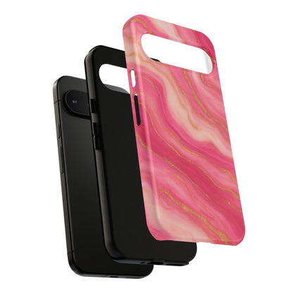 Pink Marble Phone Case | Rose Gold Swirl Aesthetic Tough Protective Case