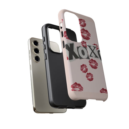 XOXO Kiss Print Phone Case | Coquette Valentine Aesthetic | Cute Pink Lipstick Kiss Tough Case for iPhone & Samsung