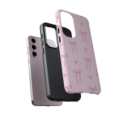Pink Bow Heart Aesthetic Phone Case – Coquette Cute Tough Cover