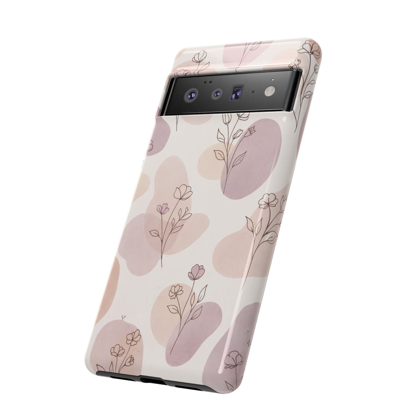 Blush Floral Phone Case Neutral Botanical Watercolor Tough Cover