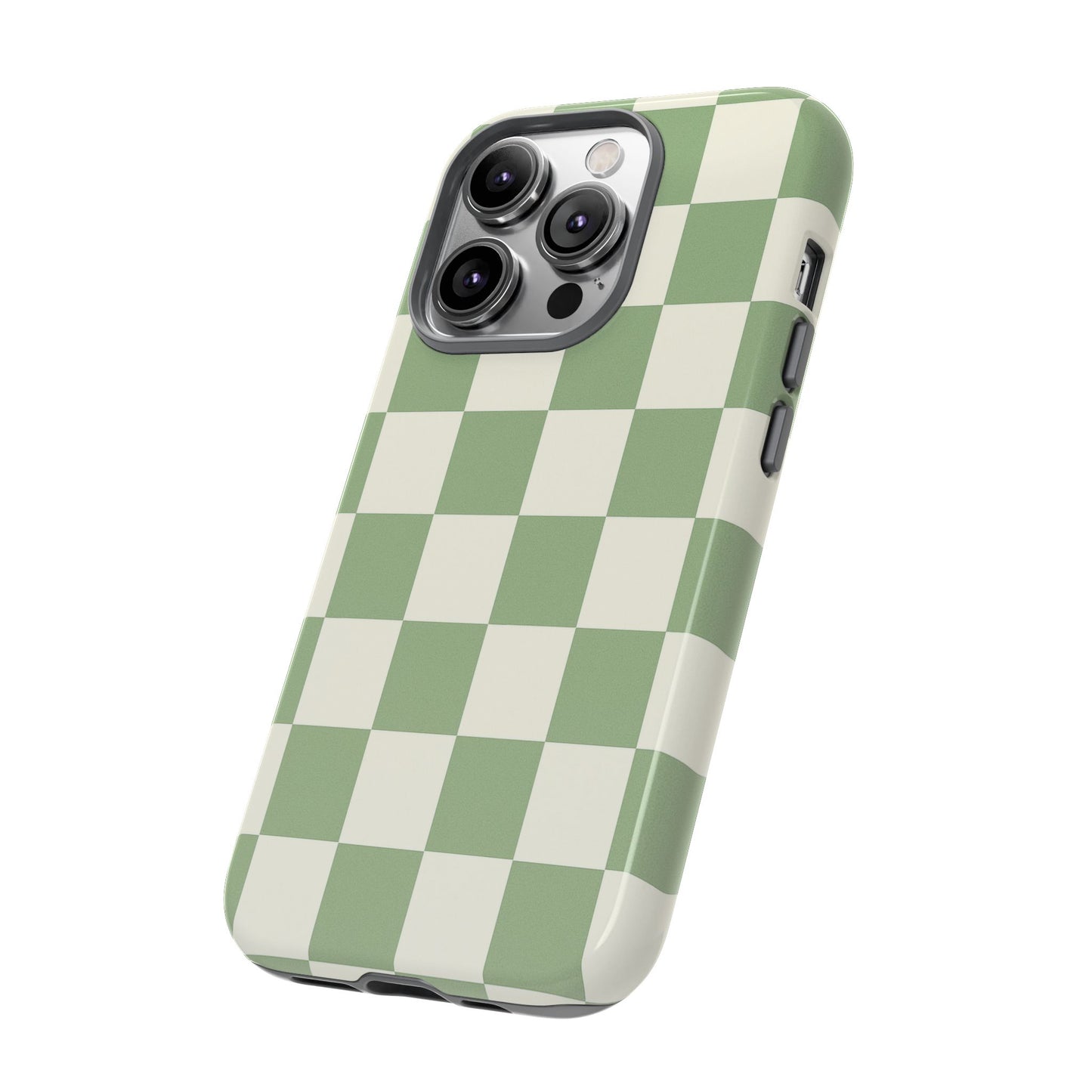 Sage Green Checkerboard Phone Case | Minimal Aesthetic Tough Case