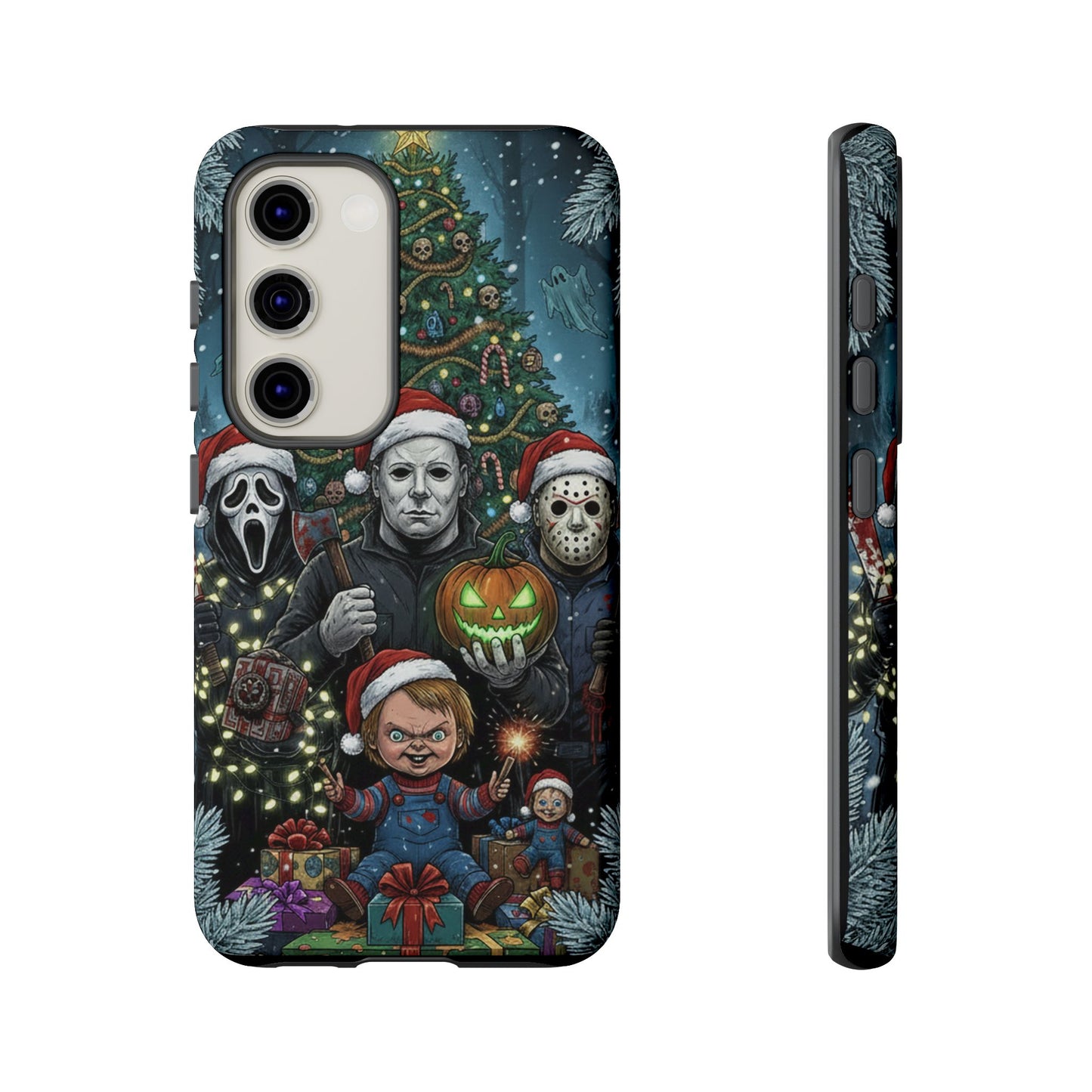 Christmas Horror Phone Case – Festive Slasher Collage Tough Case (iPhone, Samsung, Pixel)