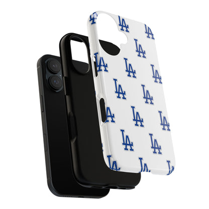 Blue LA Monogram Pattern Phone Case | Minimal Baseball Inspired Tough Cover