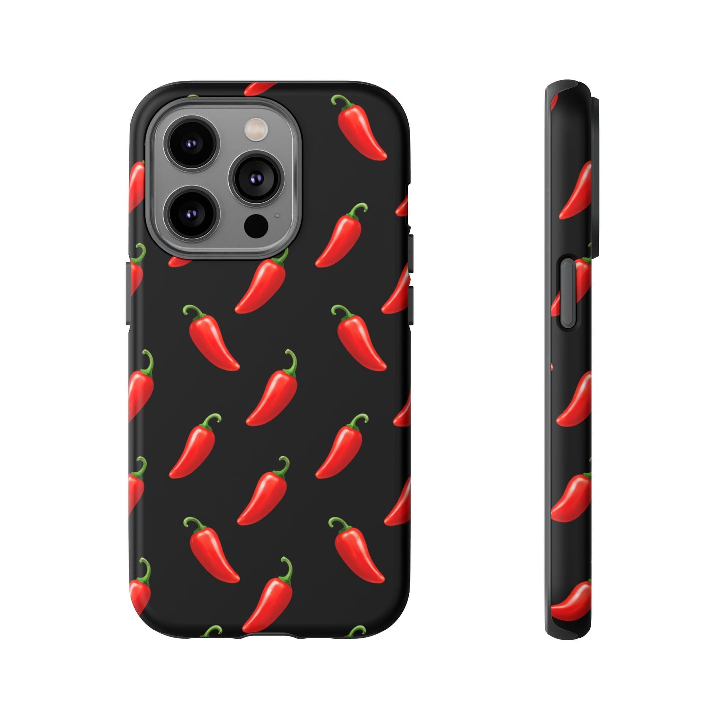 Spicy Chili Pepper Phone Case – Black Cute Hot Pepper Tough Cover for Iphone, Samsung Galaxy and Pixel