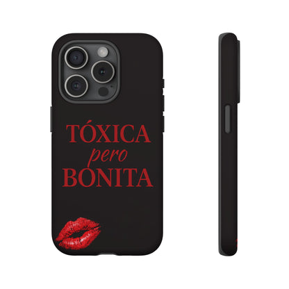 Toxica Pero Bonita Phone Case, Latina Quote Case, Red Lips Aesthetic, Spanish Saying Case, Trendy Tough Cover