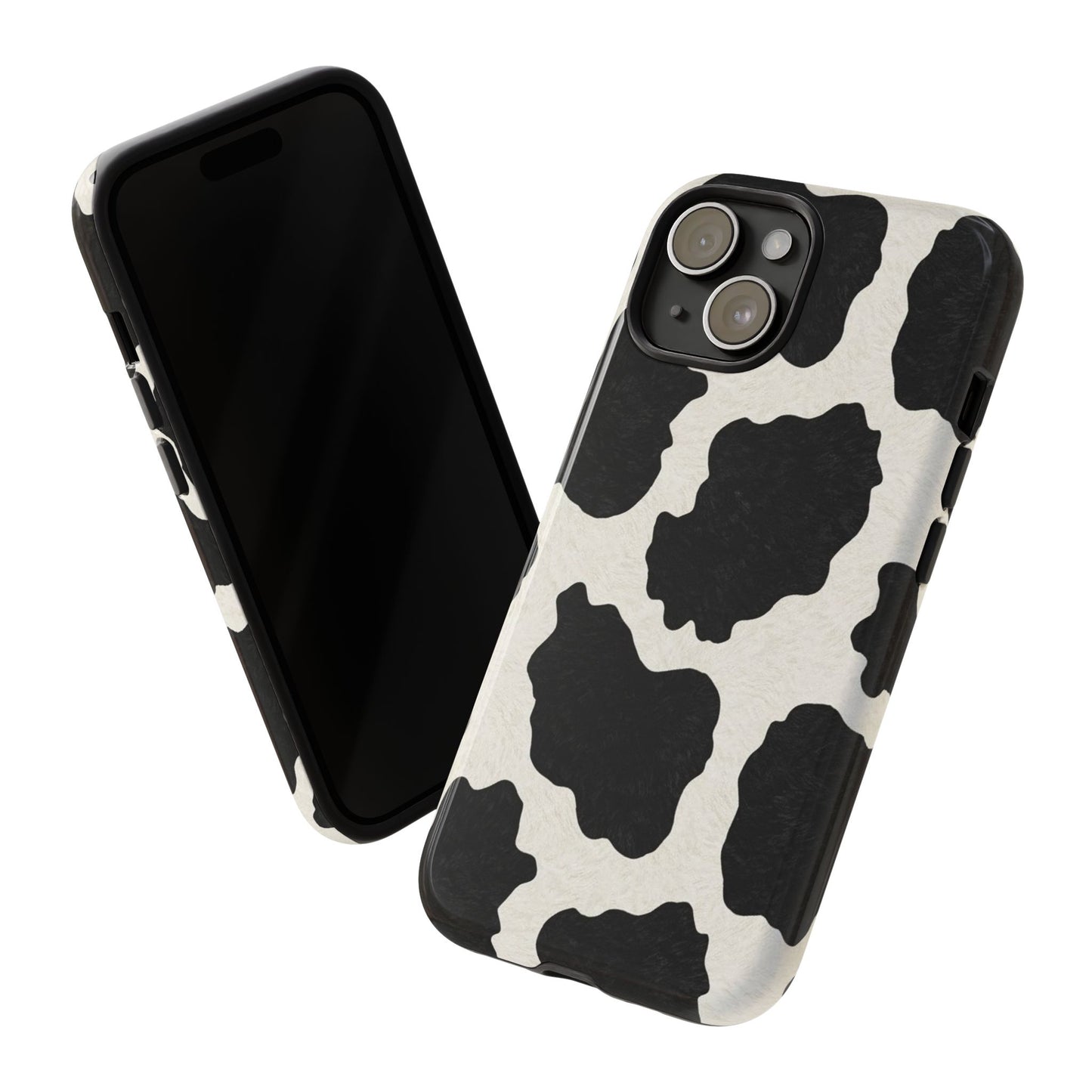 Black & White Cow Print Phone Case | Western Aesthetic iPhone & Samsung Tough Case