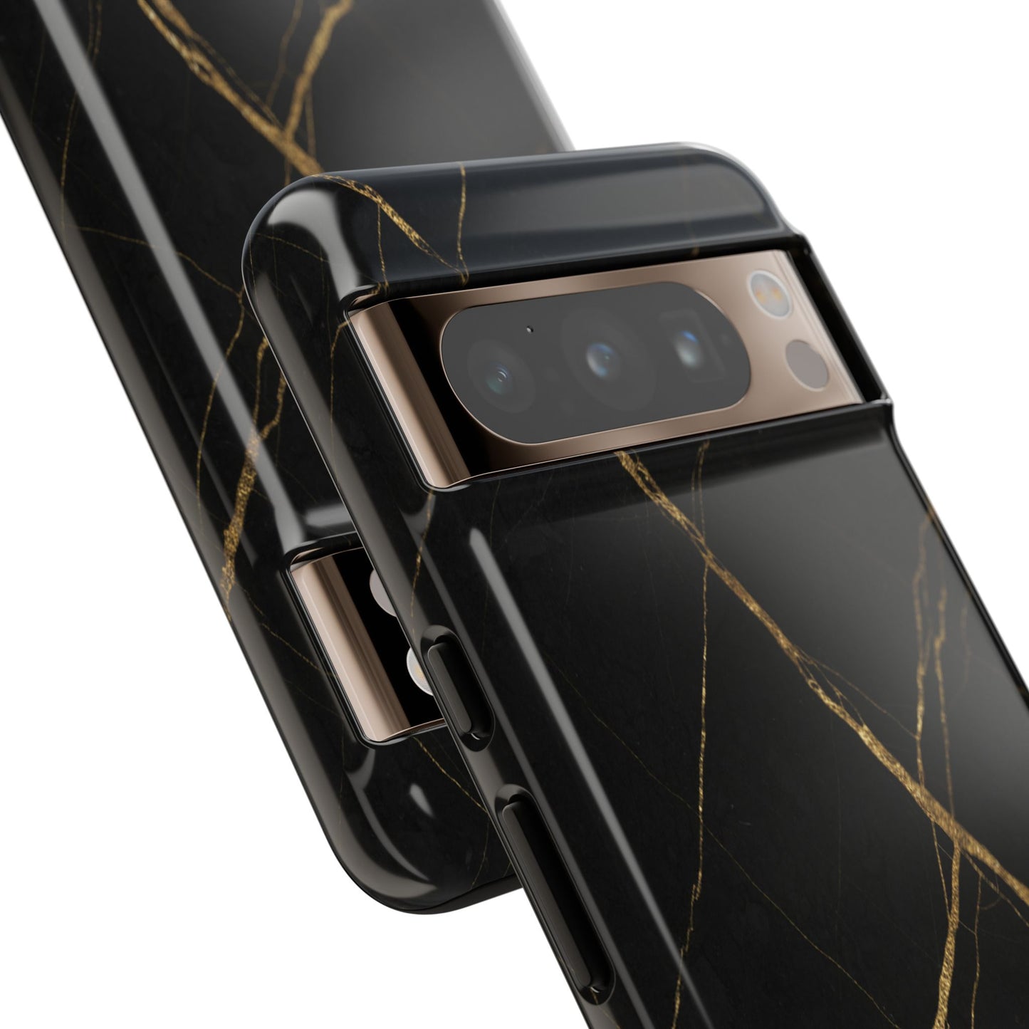 Black Marble Phone Case with Gold Veins – Luxury Minimal Aesthetic Tough Case