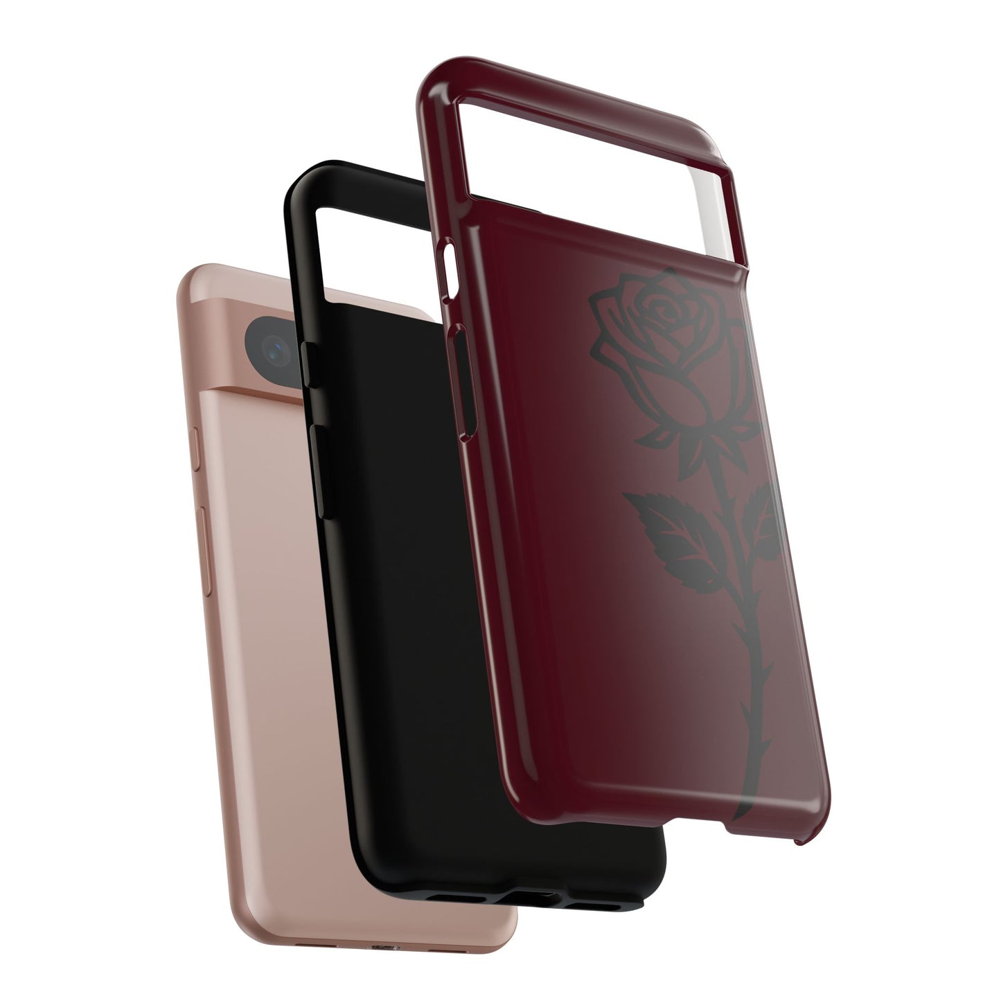 Black Rose Burgundy iPhone Case | Dark Aesthetic Shockproof Protective Cover