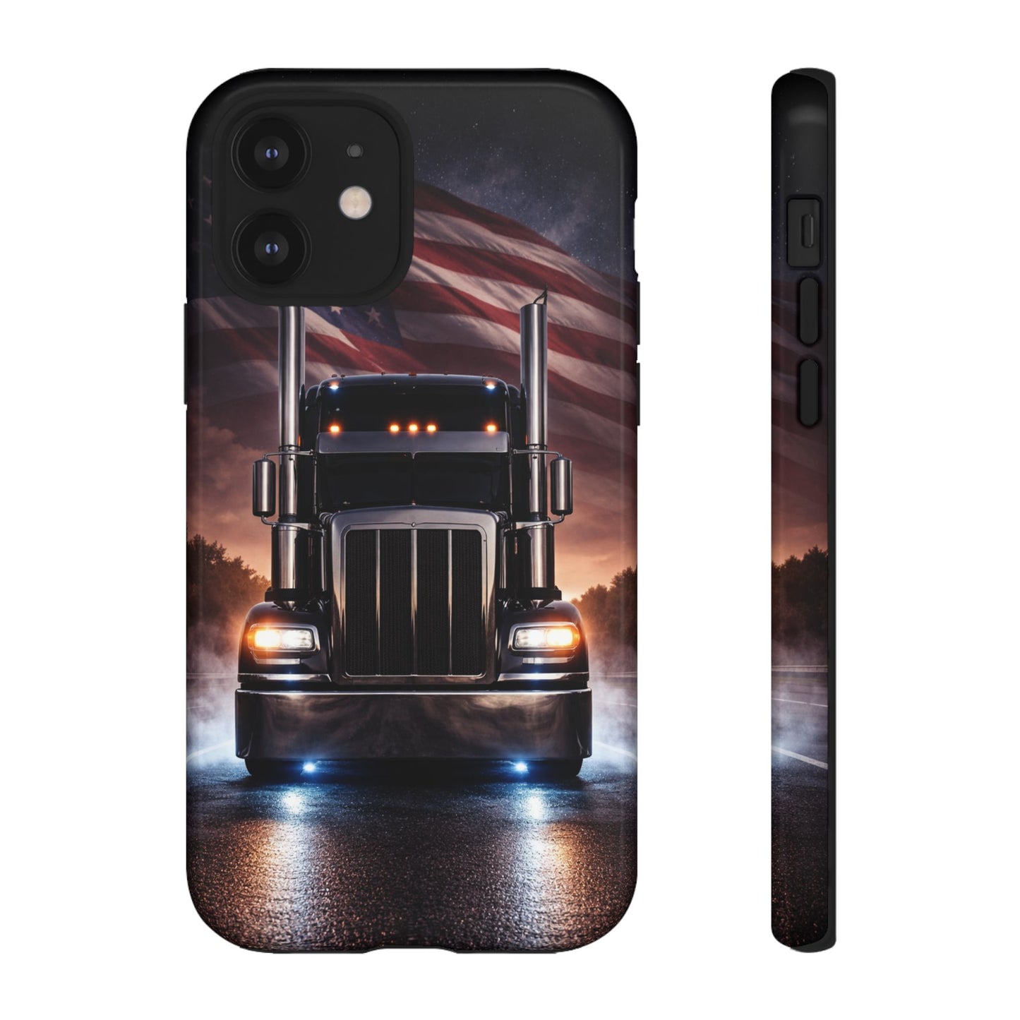 Semi Truck Phone Case American Flag Big Rig Trucker Gift iPhone Samsung