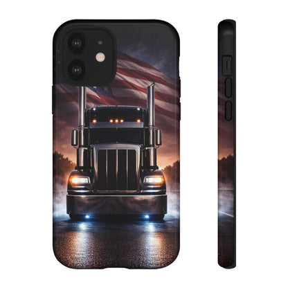 Semi Truck Phone Case American Flag Big Rig Trucker Gift iPhone Samsung