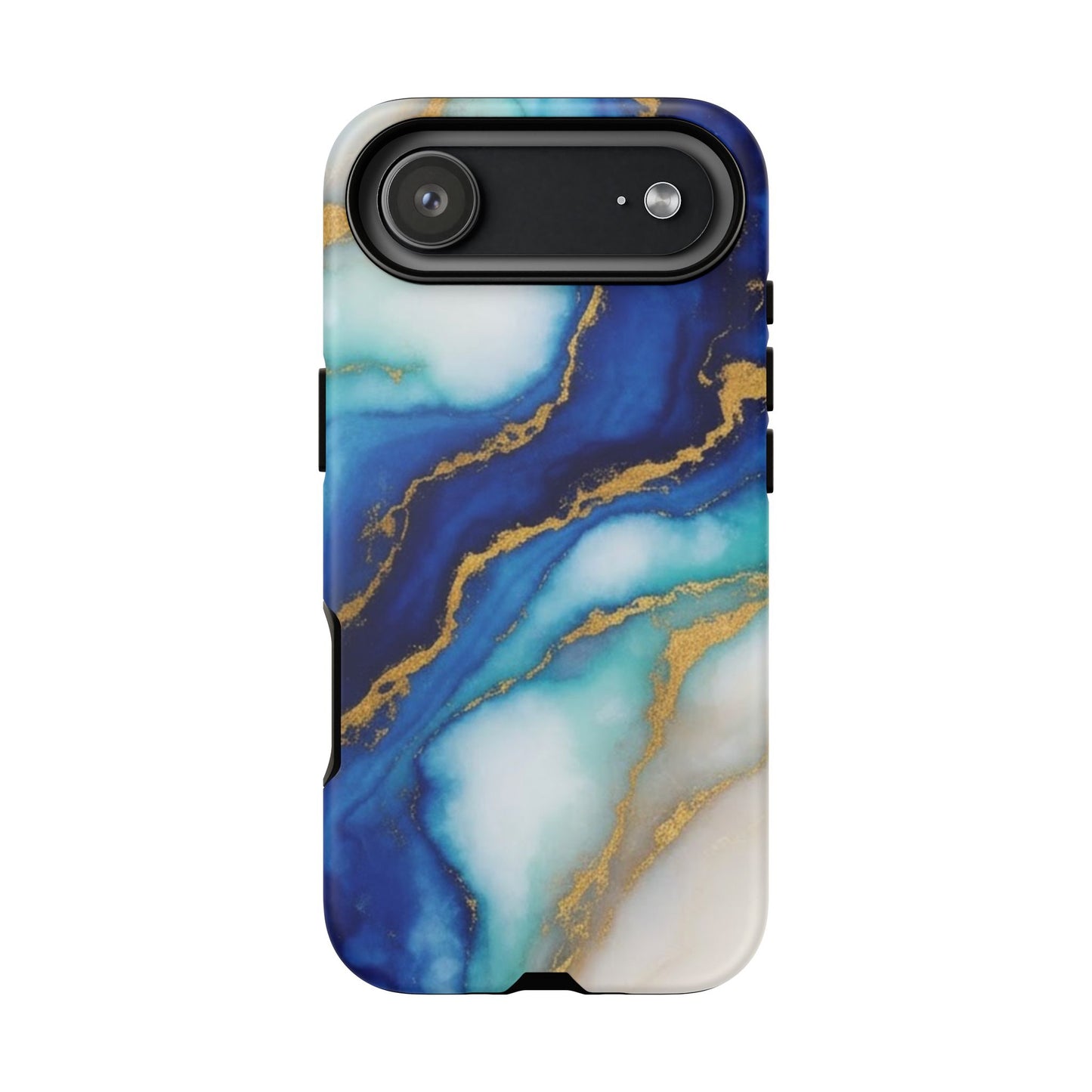 Blue & Gold Marble Phone Case – Luxury Resin Art Tough Case (iPhone, Samsung, Pixel)