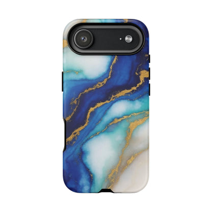 Blue & Gold Marble Phone Case – Luxury Resin Art Tough Case (iPhone, Samsung, Pixel)