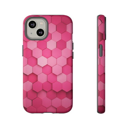 Hot Pink Hexagon Phone Case | Honeycomb Geometric Aesthetic | Cute Pink iPhone & Samsung Tough Protective Case