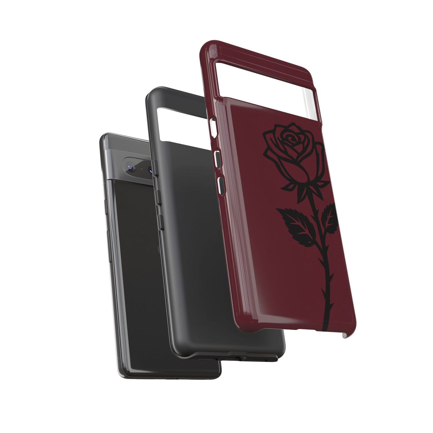 Black Rose Burgundy iPhone Case | Dark Aesthetic Shockproof Protective Cover