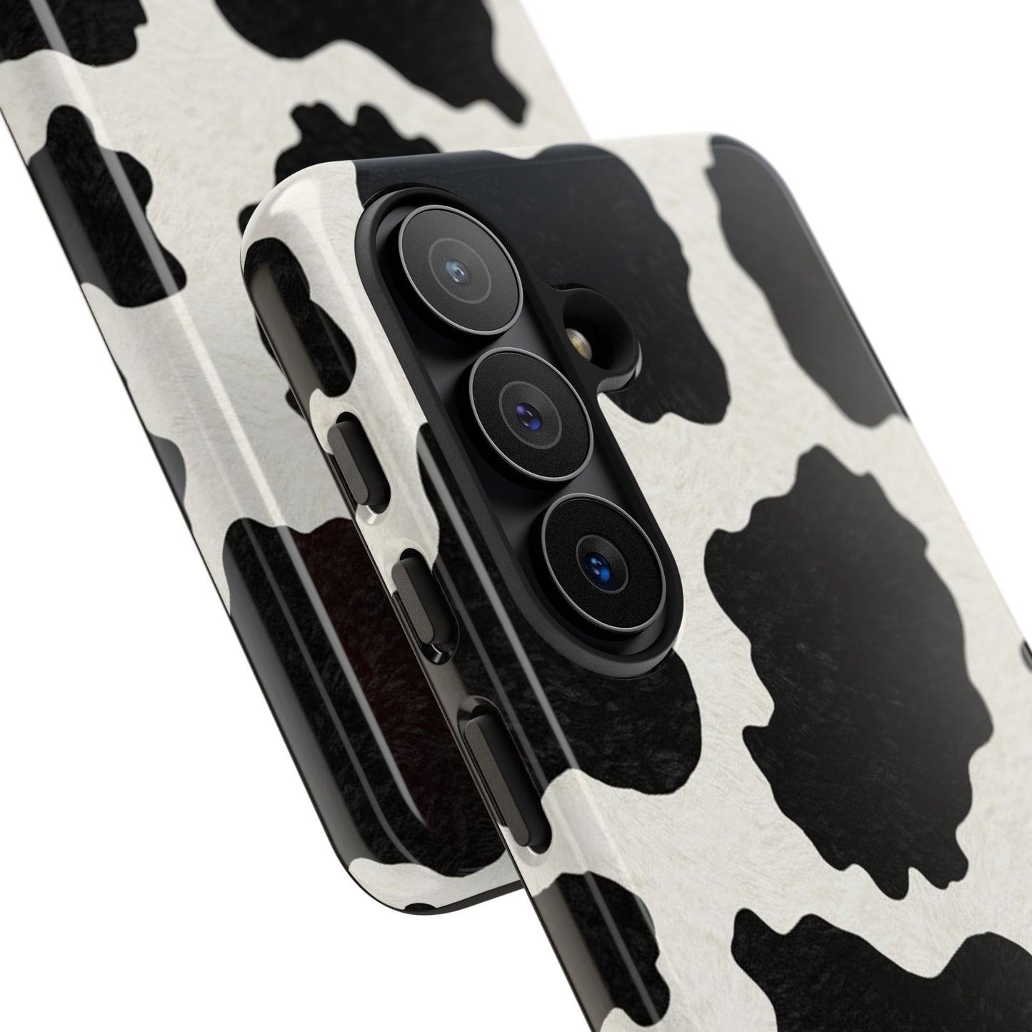 Black & White Cow Print Phone Case | Western Aesthetic iPhone & Samsung Tough Case