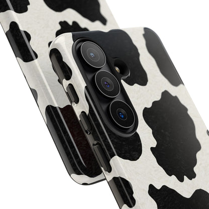 Black & White Cow Print Phone Case | Western Aesthetic iPhone & Samsung Tough Case