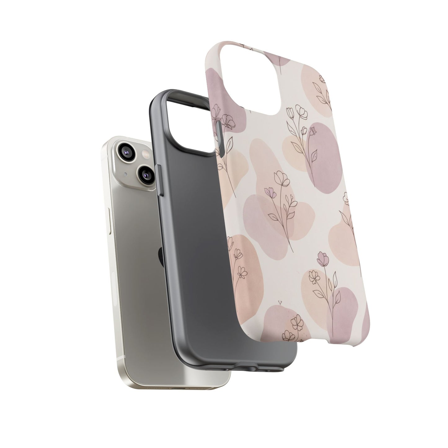 Blush Floral Phone Case Neutral Botanical Watercolor Tough Cover