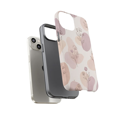 Blush Floral Phone Case Neutral Botanical Watercolor Tough Cover