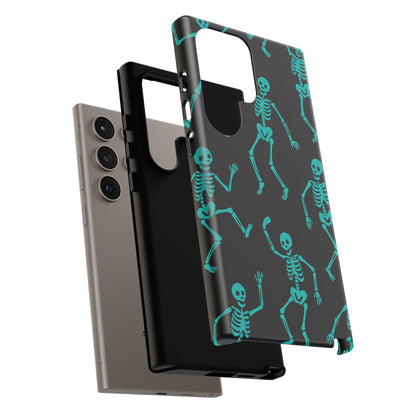 Dancing Teal Skeletons Phone Case | Tough Protective Case for Iphone, Samsung Galaxy and Pixel