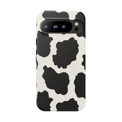 Black & White Cow Print Phone Case | Western Aesthetic iPhone & Samsung Tough Case