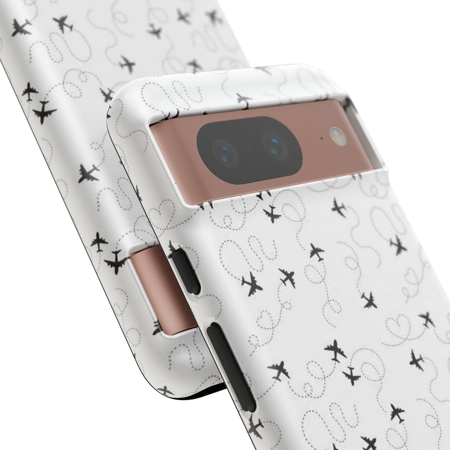 Minimal Paper Airplane Pattern Phone Case – Black White Aesthetic Tough Cover