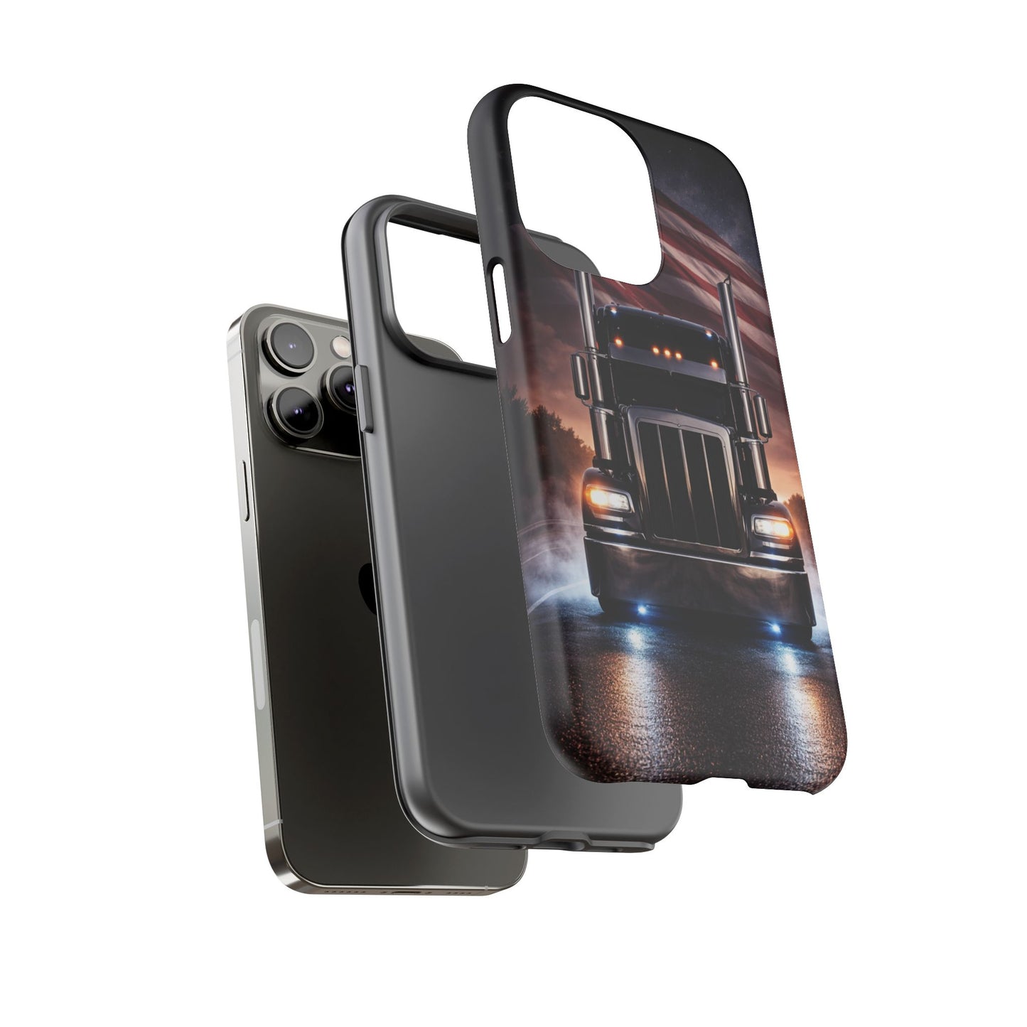 Semi Truck Phone Case American Flag Big Rig Trucker Gift iPhone Samsung