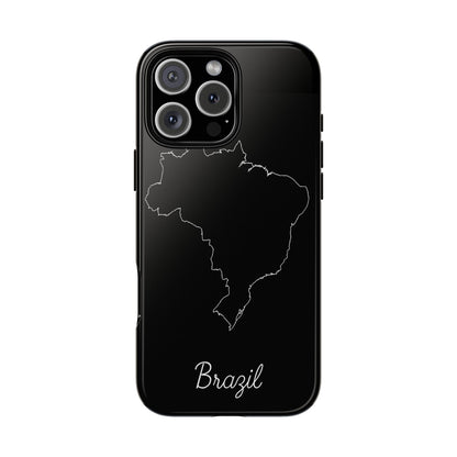 Brazil Outline Phone Case – Minimal Country Map Tough Case (iPhone, Samsung, Pixel)