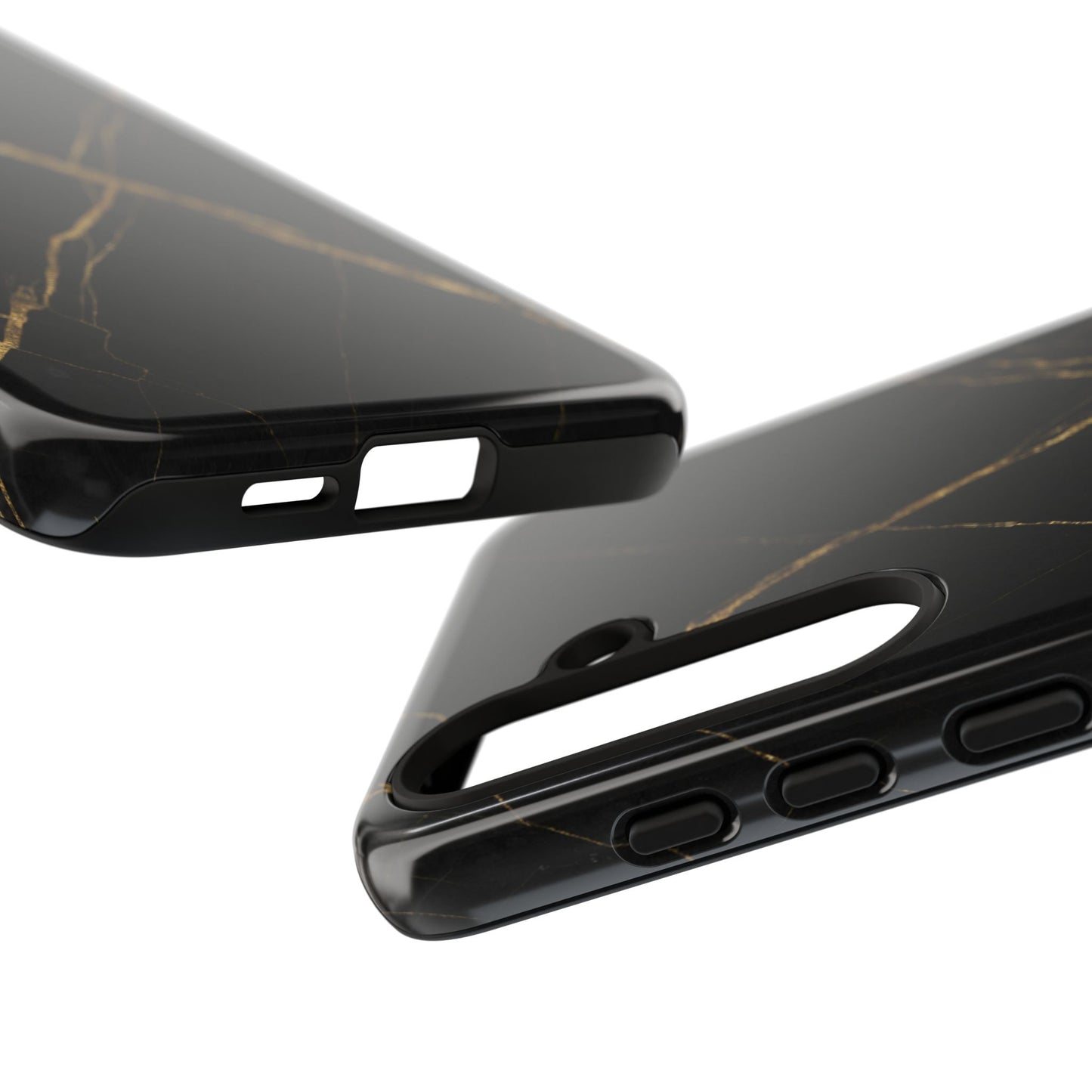 Black Marble Phone Case with Gold Veins – Luxury Minimal Aesthetic Tough Case