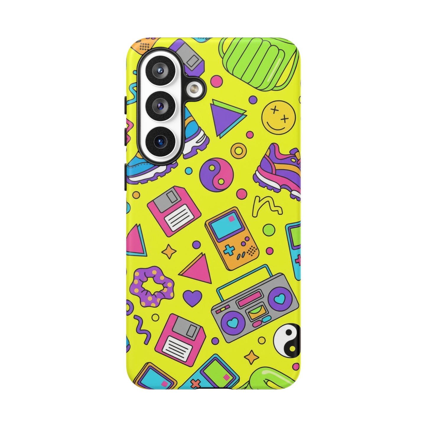 90s Retro Neon Phone Case – Y2K Nostalgia Colorful Icons Tough Protective Case