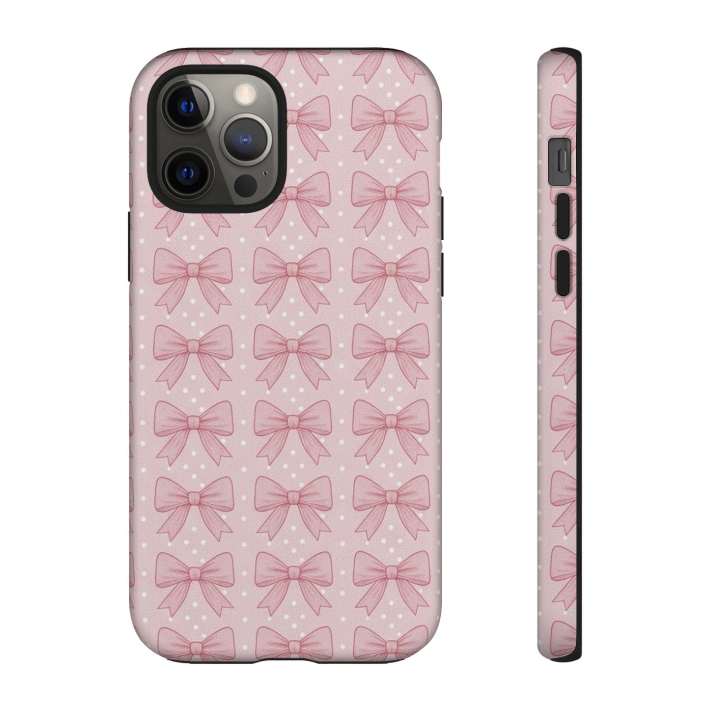 Pink Bow Pattern Phone Case – Soft Coquette Aesthetic Tough Case