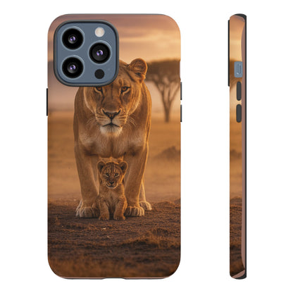 Lioness & Cub Phone Case | Safari Wildlife Tough Case for iPhone & Samsung