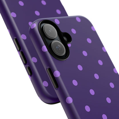 Purple Polka Dot Tough Phone Case – Cute Stylish Durable Protective Cover for Iphone, Samsung Galaxy and Pixel
