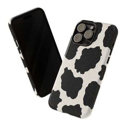 Black & White Cow Print Phone Case | Western Aesthetic iPhone & Samsung Tough Case
