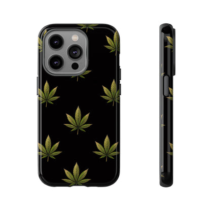 Cannabis Leaf Phone Case Green Weed Leaf Pattern Tough Protective Cover