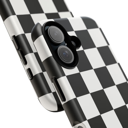 Black & White Checkerboard Phone Case – Classic Aesthetic Tough Protective Case for Iphone, Samsung Galaxy and Pixel