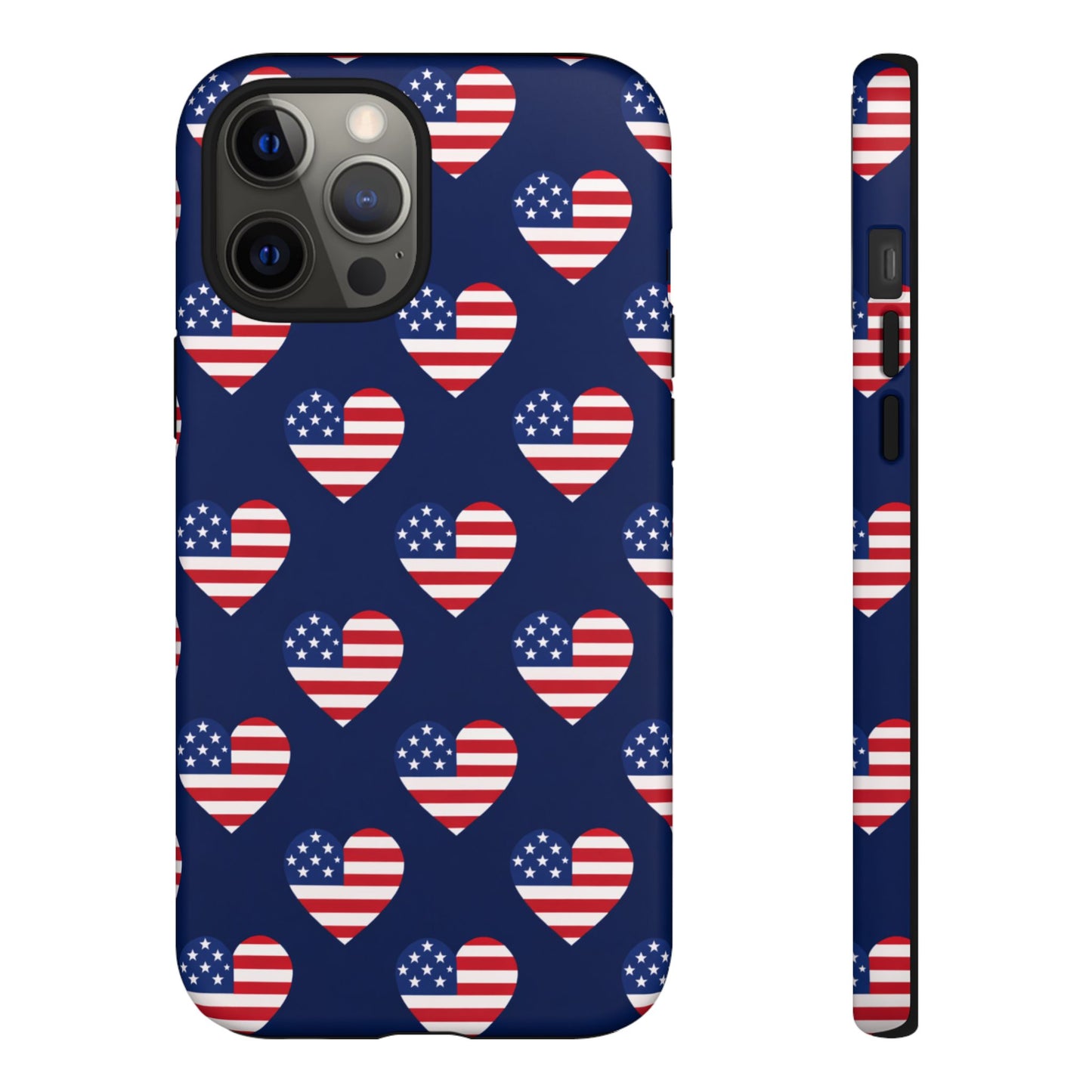 Patriotic American Flag Heart Phone Case – Tough Shockproof, USA Stars & Stripes for Iphone, Samsung Galaxy and Pixel