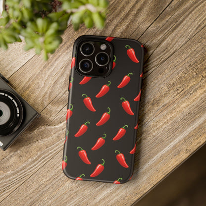 Spicy Chili Pepper Phone Case – Black Cute Hot Pepper Tough Cover for Iphone, Samsung Galaxy and Pixel