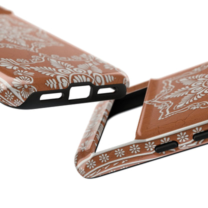 Talavera Terracotta Phone Case | Mexican Floral Pattern iPhone & Samsung Tough Case | Boho Clay Aesthetic Cover