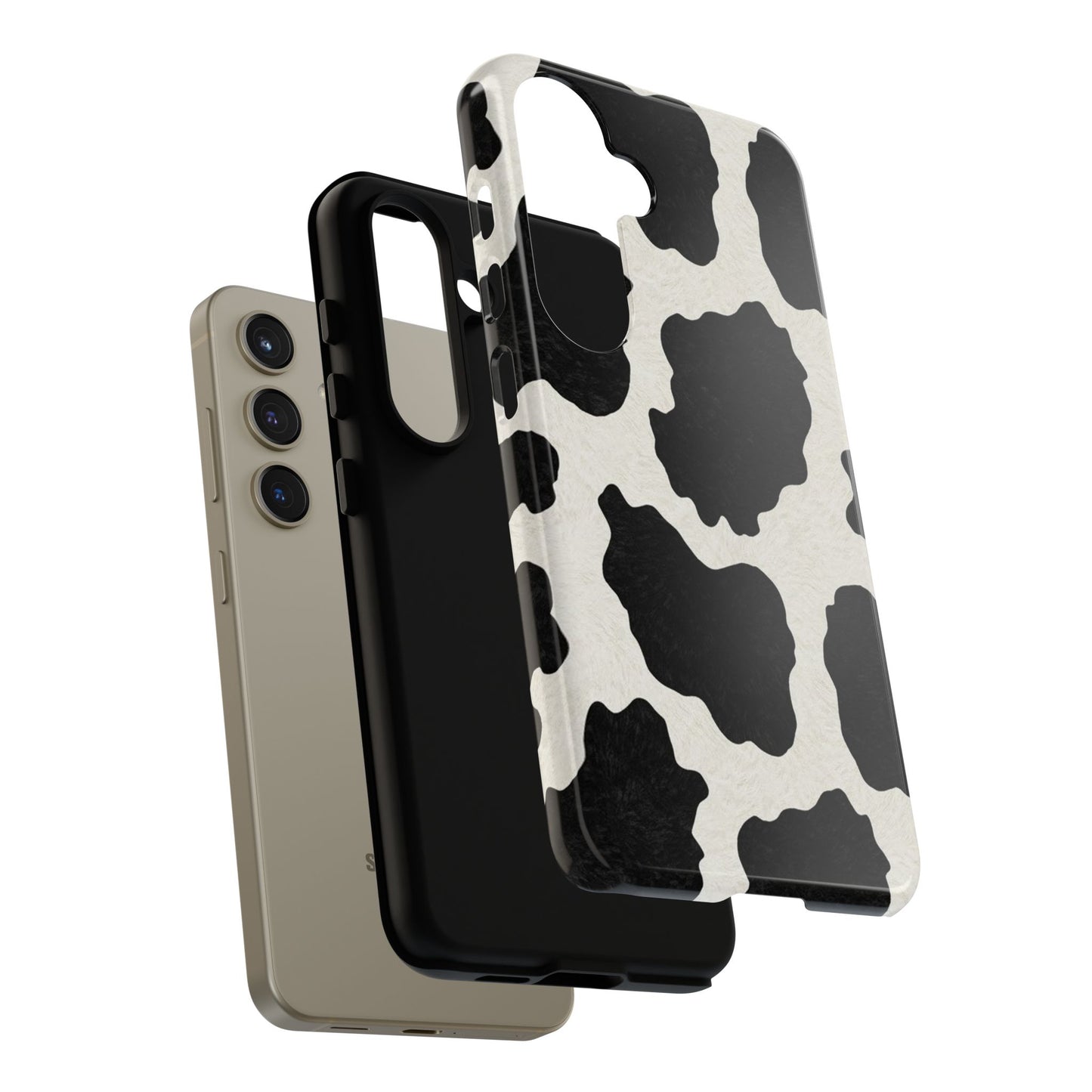 Black & White Cow Print Phone Case | Western Aesthetic iPhone & Samsung Tough Case