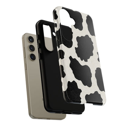 Black & White Cow Print Phone Case | Western Aesthetic iPhone & Samsung Tough Case