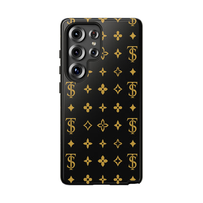 Gold Monogram Pattern Tough Phone Case | Black & Gold Luxury Design for Iphone, Samsung Galaxy and Pixel