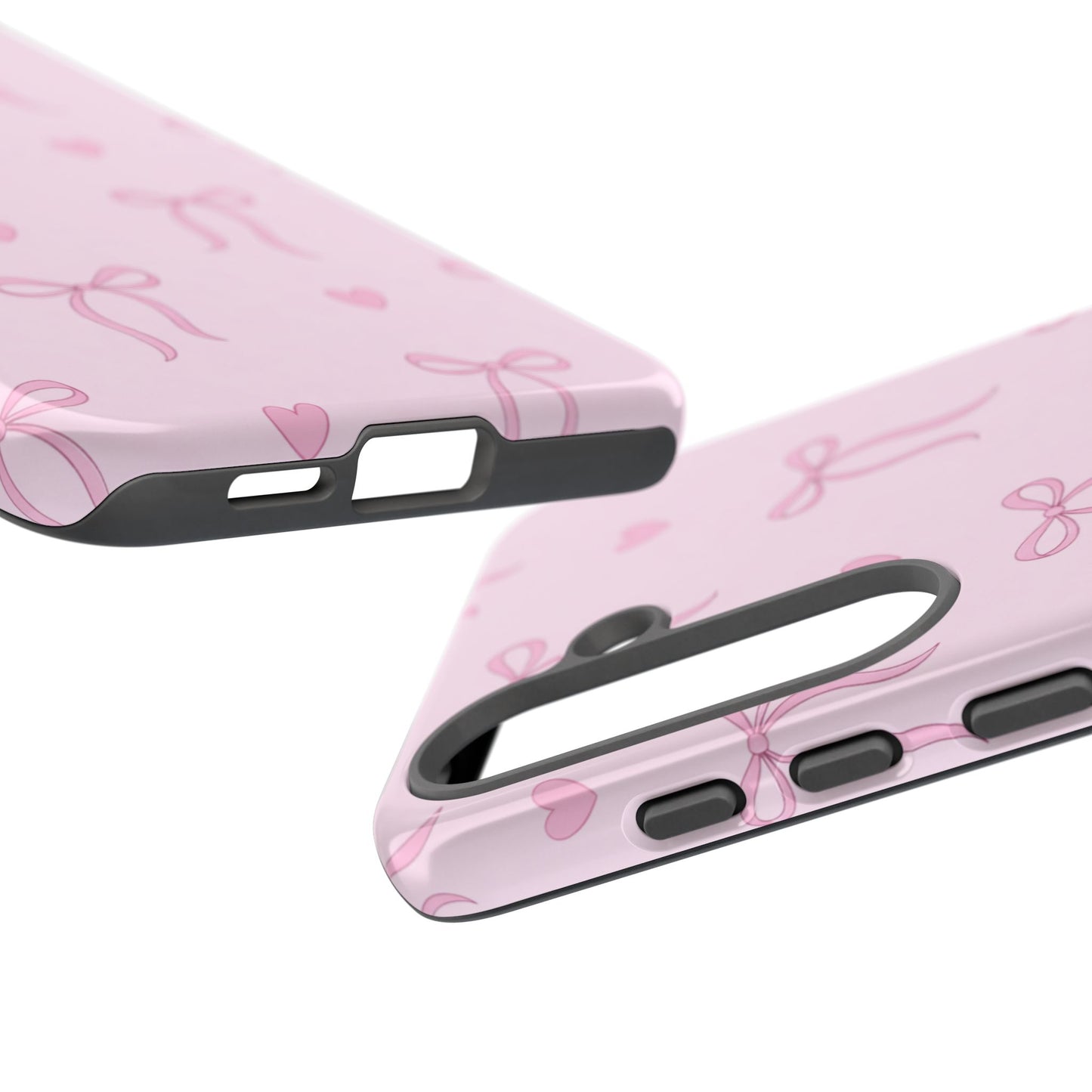 Pink Bow Heart Aesthetic Phone Case – Coquette Cute Tough Cover