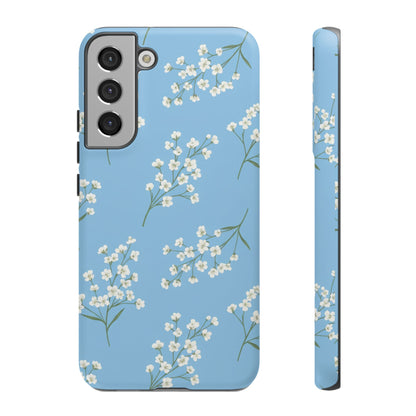 Baby’s Breath Floral Phone Case – Blue Minimal Flower Aesthetic Tough Case