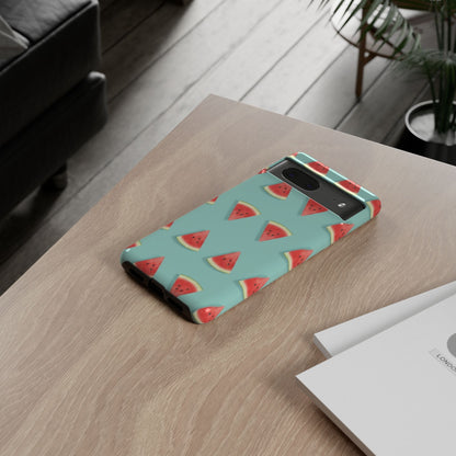 Watermelon Phone Case – Pastel Blue Summer Fruit Tough Case (iPhone, Samsung, Pixel)